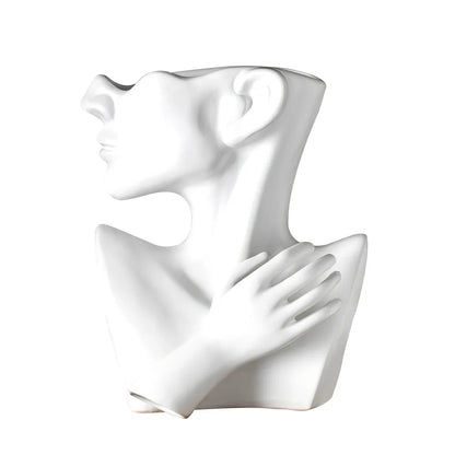 White Nordic-style ceramic vase measuring 25cm tall with minimalist design on wooden table