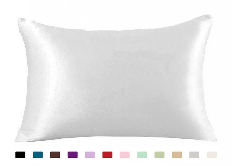 Luxurious satin pillowcases in various colors and sizes, offering soft and breathable comfort