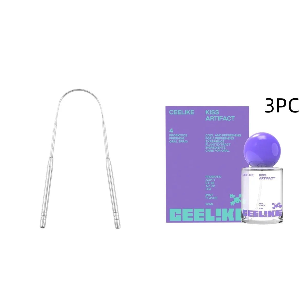 Probiotics long-lasting cleaning oral care spray bottle, 20ml capacity, with spray nozzle.