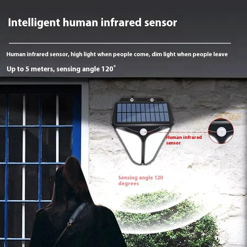 Heart-shaped solar wall lamp with human induction, IP65 rated, for villa courtyard lighting, warm or white light