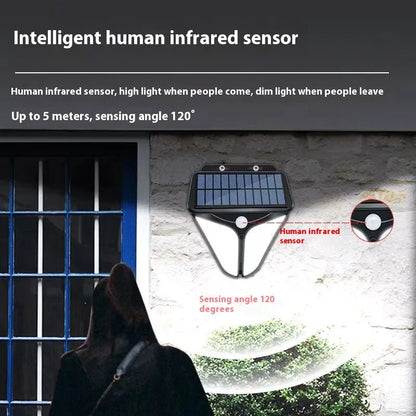 Heart-shaped solar wall lamp with human induction, IP65 rated, for villa courtyard lighting, warm or white light