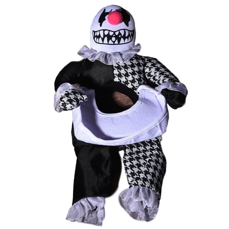 Halloween dog costume example in size M, showing the Bat Suit design made from polyester fabric.