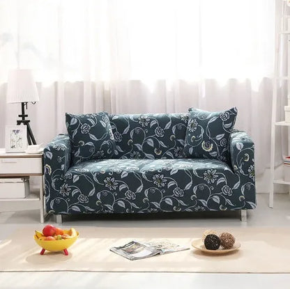 Stretch sofa cover in polyester spandex with elastic fit for 1 to 4 seater sofas, machine washable