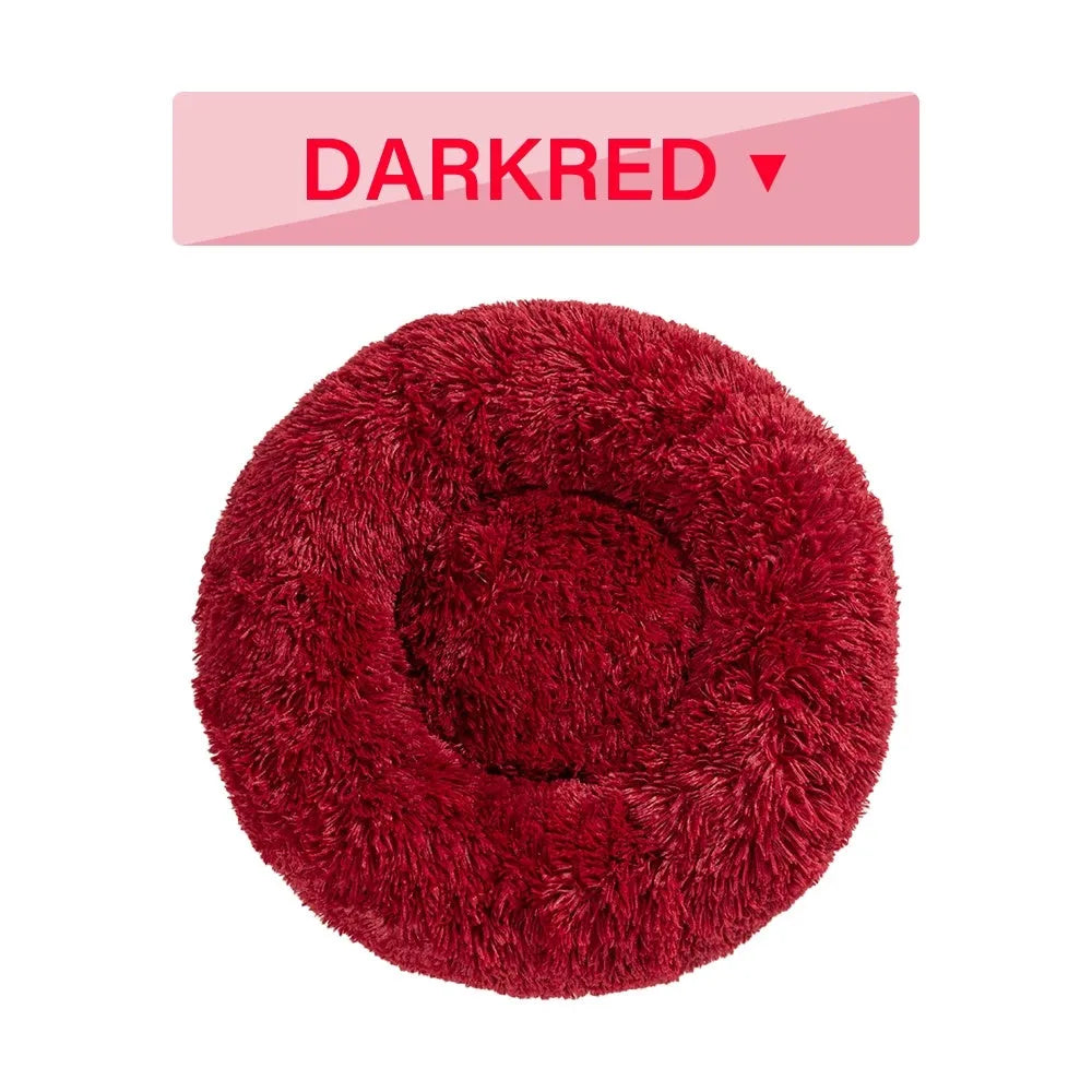 XXL fluffy donut dog bed in luxury long plush with 100cm diameter for large pets