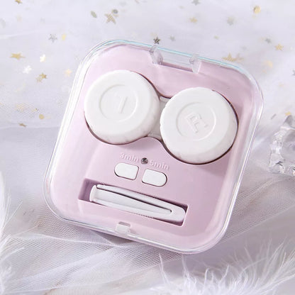 Automatic Contact Lens Cleaning Box in blue, pink, white, and purple options