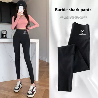 Women's Winter Skinny Shark Pants in various colors with high waist and fleece lining