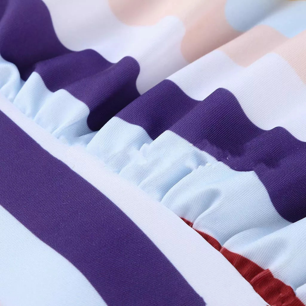 Printed maternity swimwear in pink, adjustable fit for pregnancy comfort