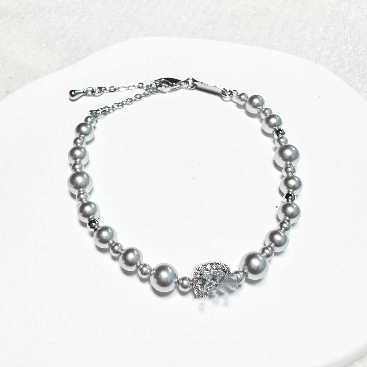 Bubble Cube Candy clavicle chain jewellery set with Imitation Pearl and zircon in white or grey