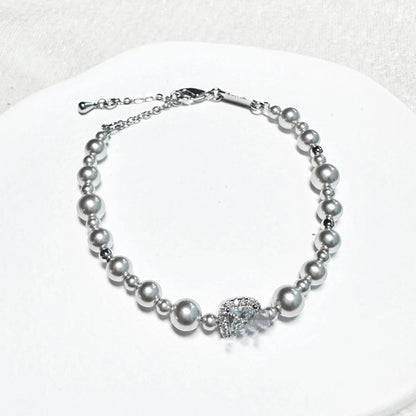 Bubble Cube Candy clavicle chain jewellery set with Imitation Pearl and zircon in white or grey