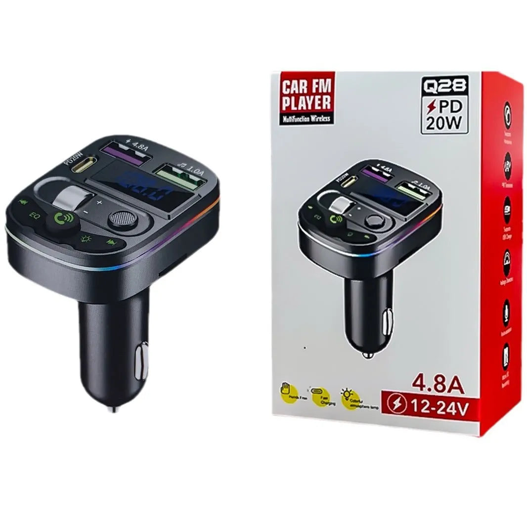 On-board Bluetooth receiver for cars with USB interface and current voltage display