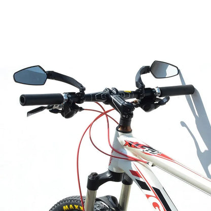 Black acrylic bicycle rearview mirror with rotatable mount for handlebars