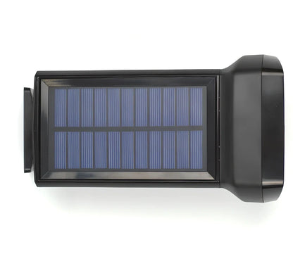 Black solar garden light with 17 LED beads, 206mm height, IP65 waterproof rating for outdoor use