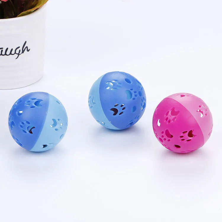 Pethome hollow plastic cat toy ball, 5cm diameter, 20g, in pink or blue