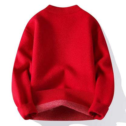 Men's loose fit knitted pullover jumper in a rabbit fur blend fabric, shown in a choice of colours.