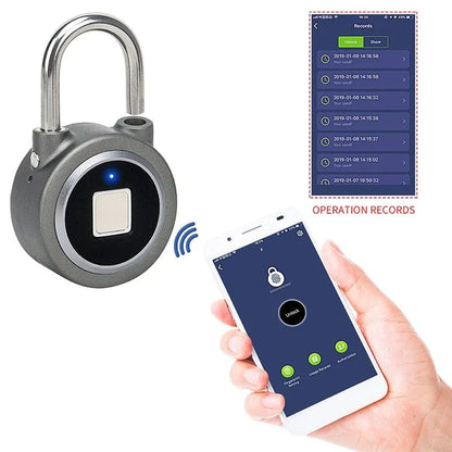 Bluetooth fingerprint padlock with durable aluminum alloy body and stainless steel locking mechanism
