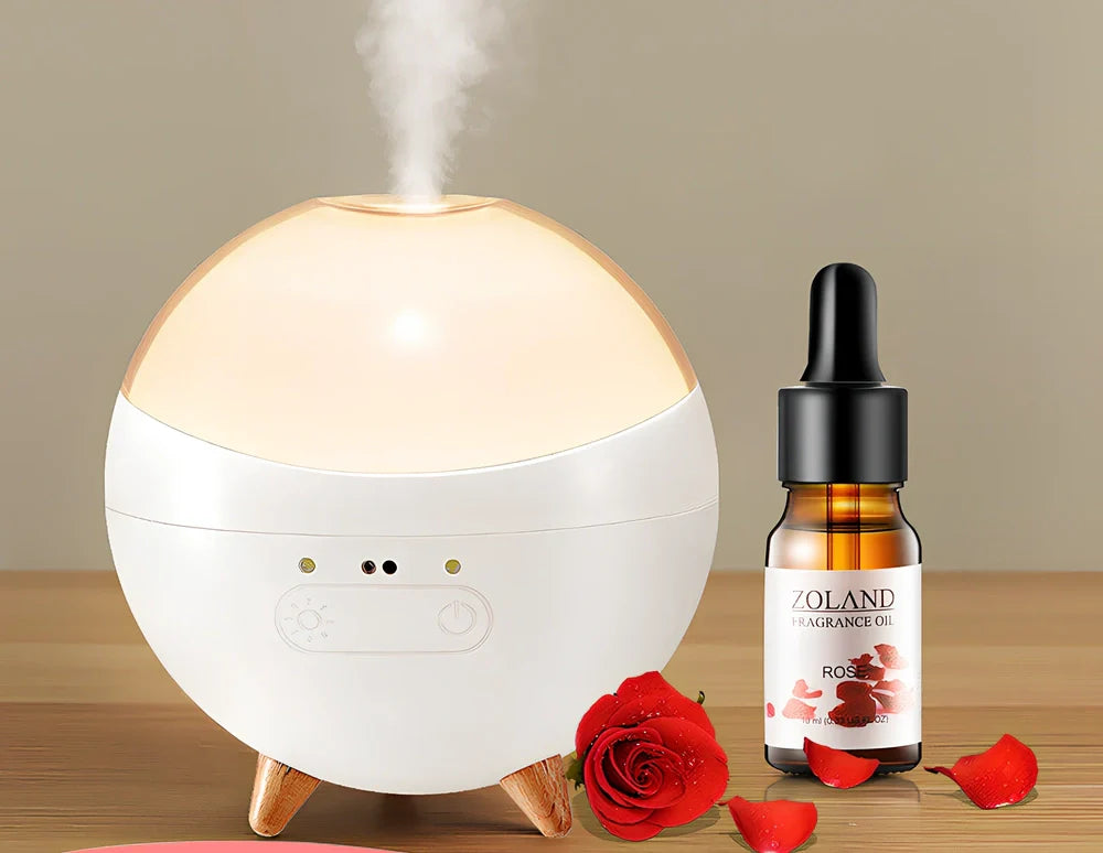 USB car essential oil diffuser with gesture control and adjustable lighting in cup holder