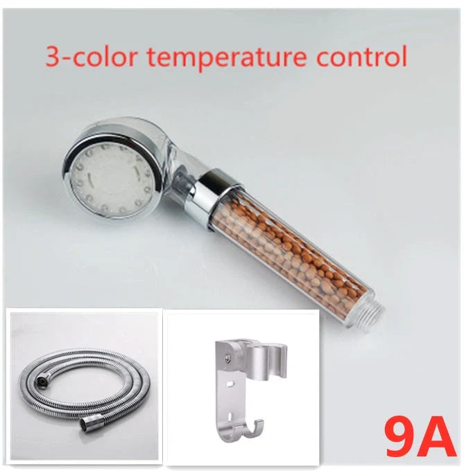 Color Changing LED Shower Head with temperature sensor and high-pressure filter