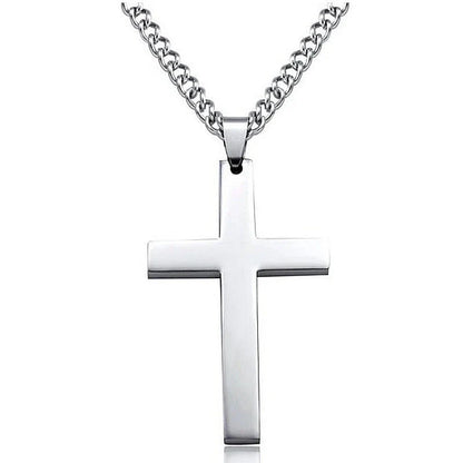 Stainless Steel Cross Pendant Necklace for Men - Available in Black, Silver, and Gold