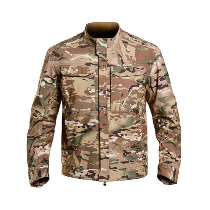 Black camouflage soft shell mountaineering jacket with cardigan style for outdoor sports