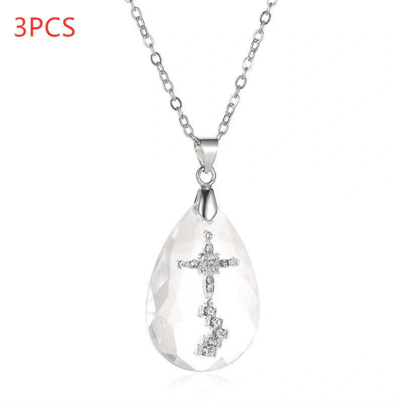 Chic drop pendant necklace made of premium electroplated alloy with a delicate cross-chain design, perfect for elevating any outfit