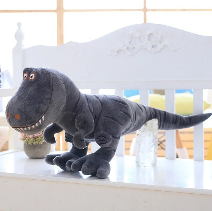 Adorable green dinosaur plush toy for kids, soft and huggable, perfect as a birthday gift.