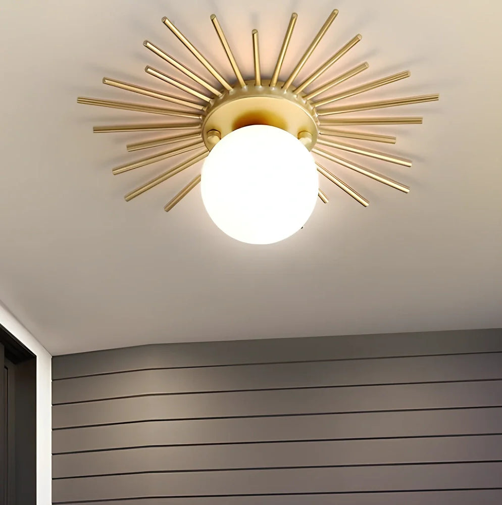 Iron corridor balcony ceiling lamp with abnormal-shaped shade in 25cm and 35cm sizes