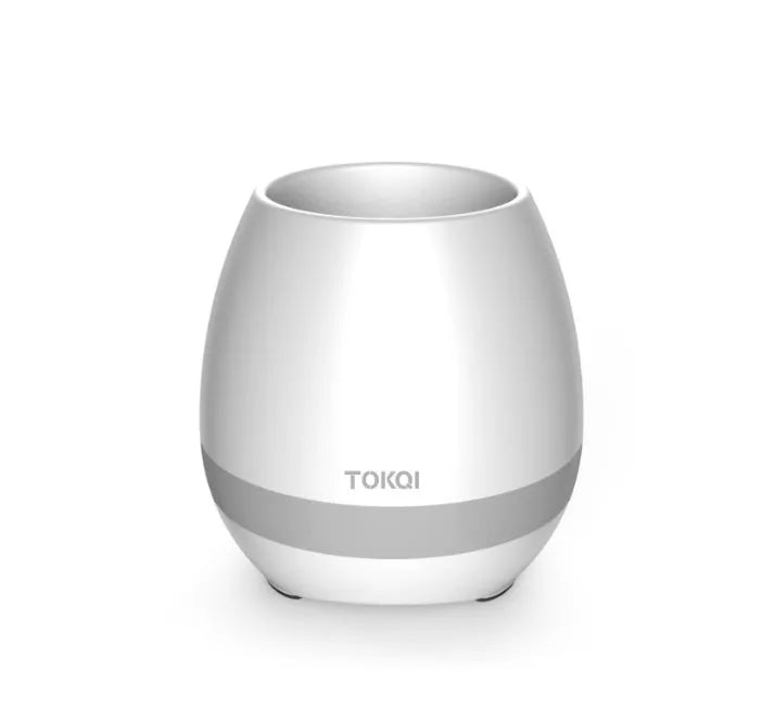 Touch-sensitive music vase desktop audio in pink, blue, or white