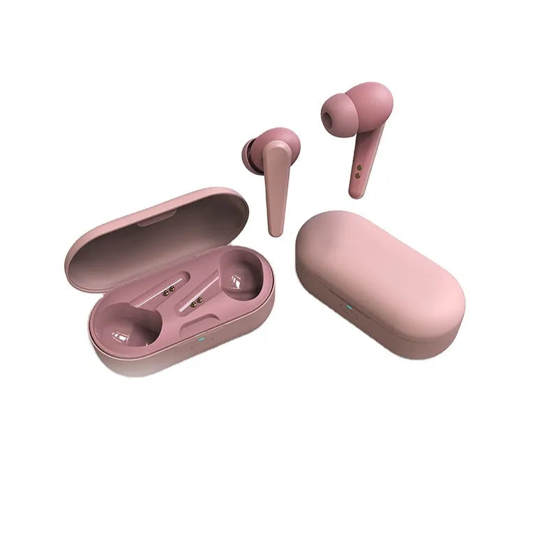 Black, white, pink, green, and blue ANC wireless noise cancelling earplug headphones with 20m range