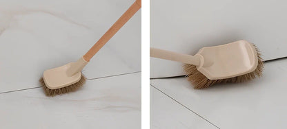 Wooden toilet brush with 360 degree bristles and natural beech handle for bathroom cleaning