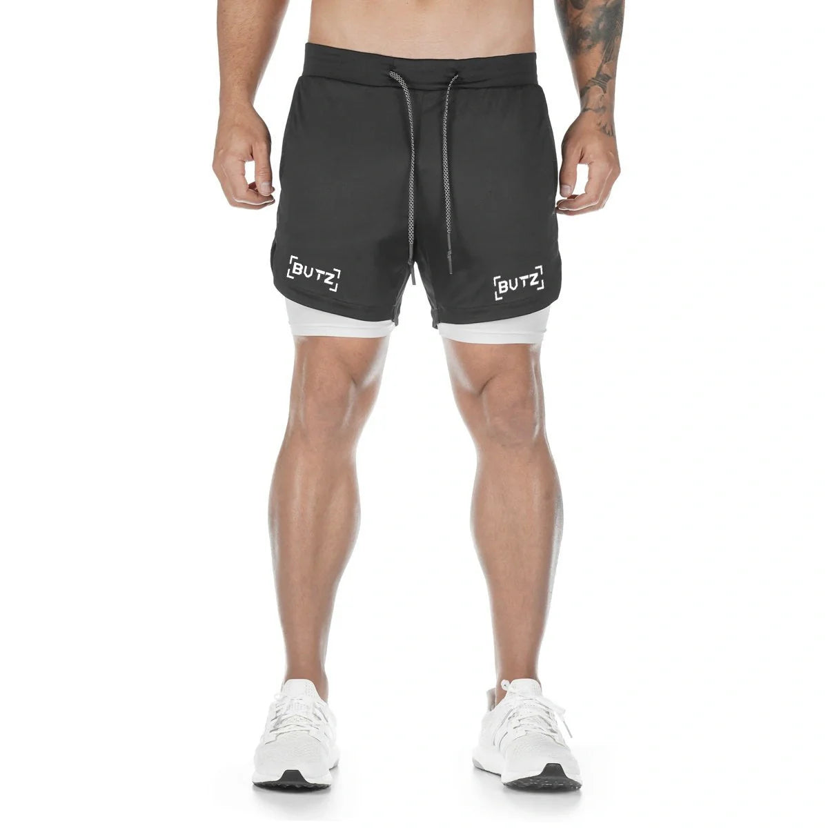 Men's quick-dry running shorts with double-layer design in various colors