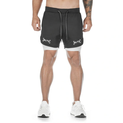 Men's quick-dry running shorts with double-layer design in various colors
