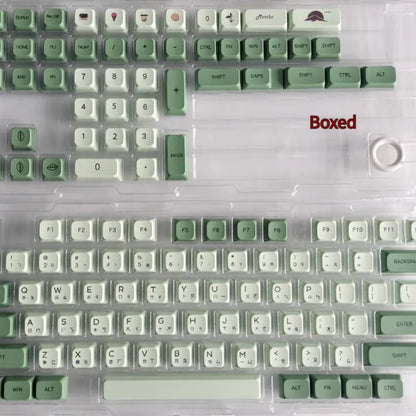 124 PBT keycaps with matcha theme and dye-sublimated legends for mechanical keyboards