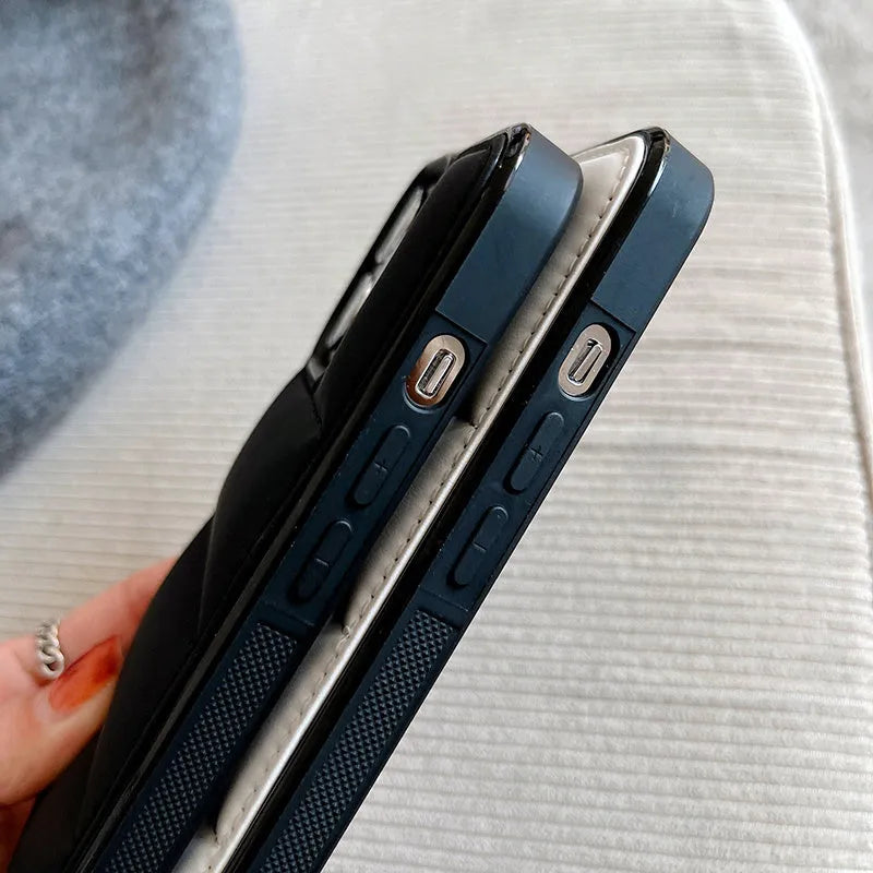 Candy down jacket shape IPhone case in selected colour showing TPU and PC construction