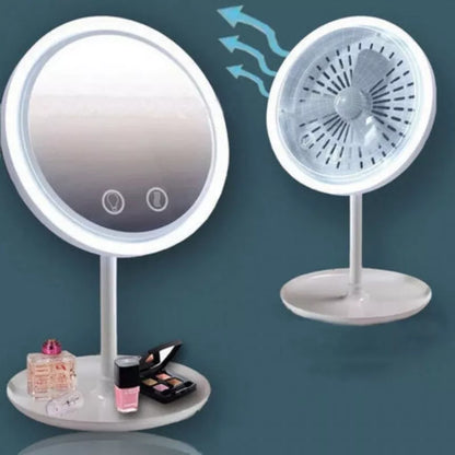 Fan LED Light Makeup Mirror with adjustable lighting and cooling fan