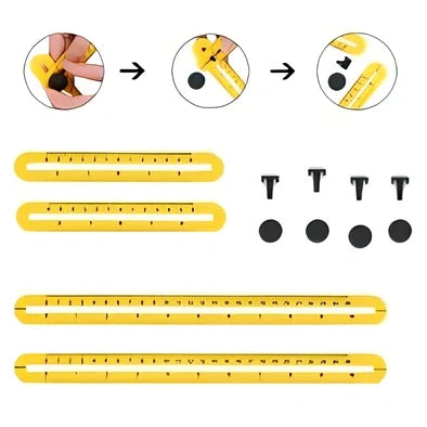 Four folding measuring ruler showing extended 25cm measurement and folded 12cm storage positions