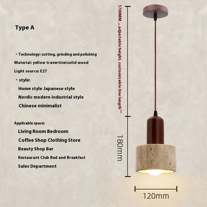 Retro yellow cave stone pendant light with iron body and yellow marble lampshade, hanging wire LED bedside chandelier