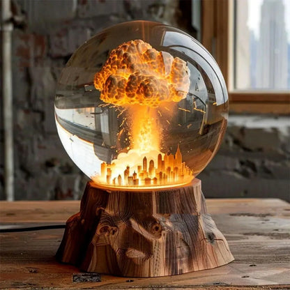 Atomic Bomb Explosion Lamp with 3D Mushroom Cloud Design - Eco-Friendly Resin Night Light