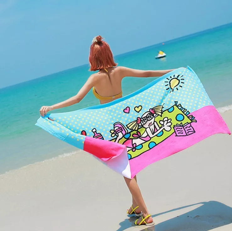 Microfiber swimming towel with flower color design, quick-dry and lightweight