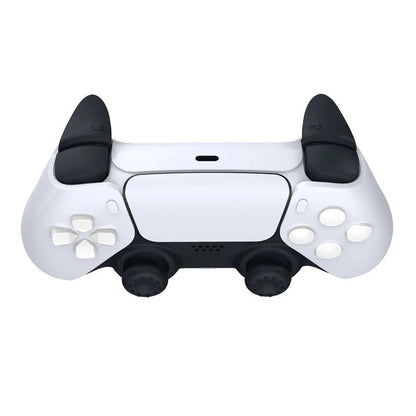 Black silicone thumb grip caps and trigger extenders for Sony PlayStation PS5 controller, 8-piece set