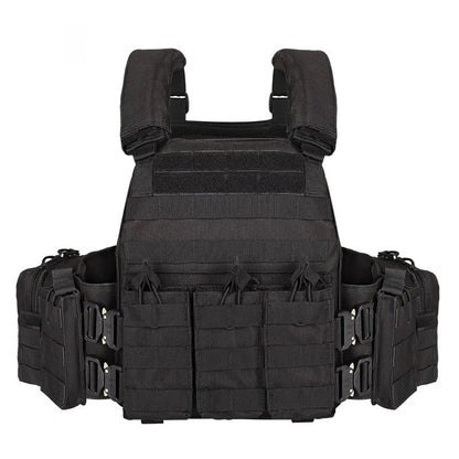 Polyester men's camouflage tactical vest for outdoor training and shooting sports in army green colour