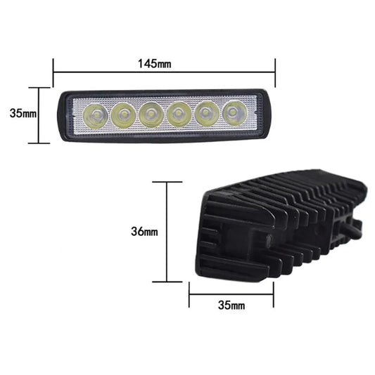 Black car auxiliary light with LED elements and bracket mounting for daytime running applications