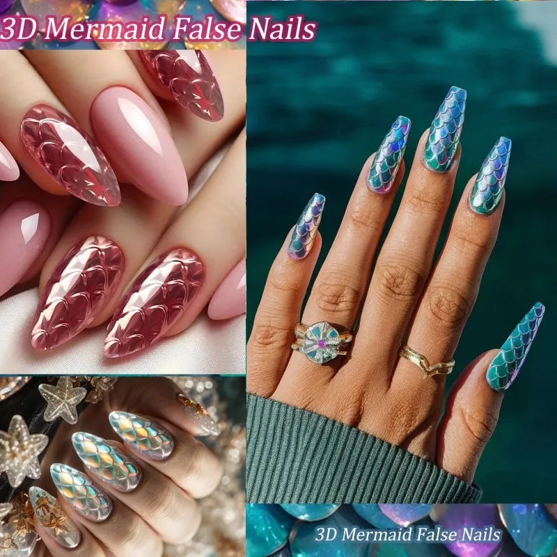 3D Scale Long Shaping Nail Tip professional sculpting false nail extensions in two pack sizes 120 pieces or 140 pieces for creating structured length and dimension with seven colour-coded Frigate Box sets for advanced manicure designs