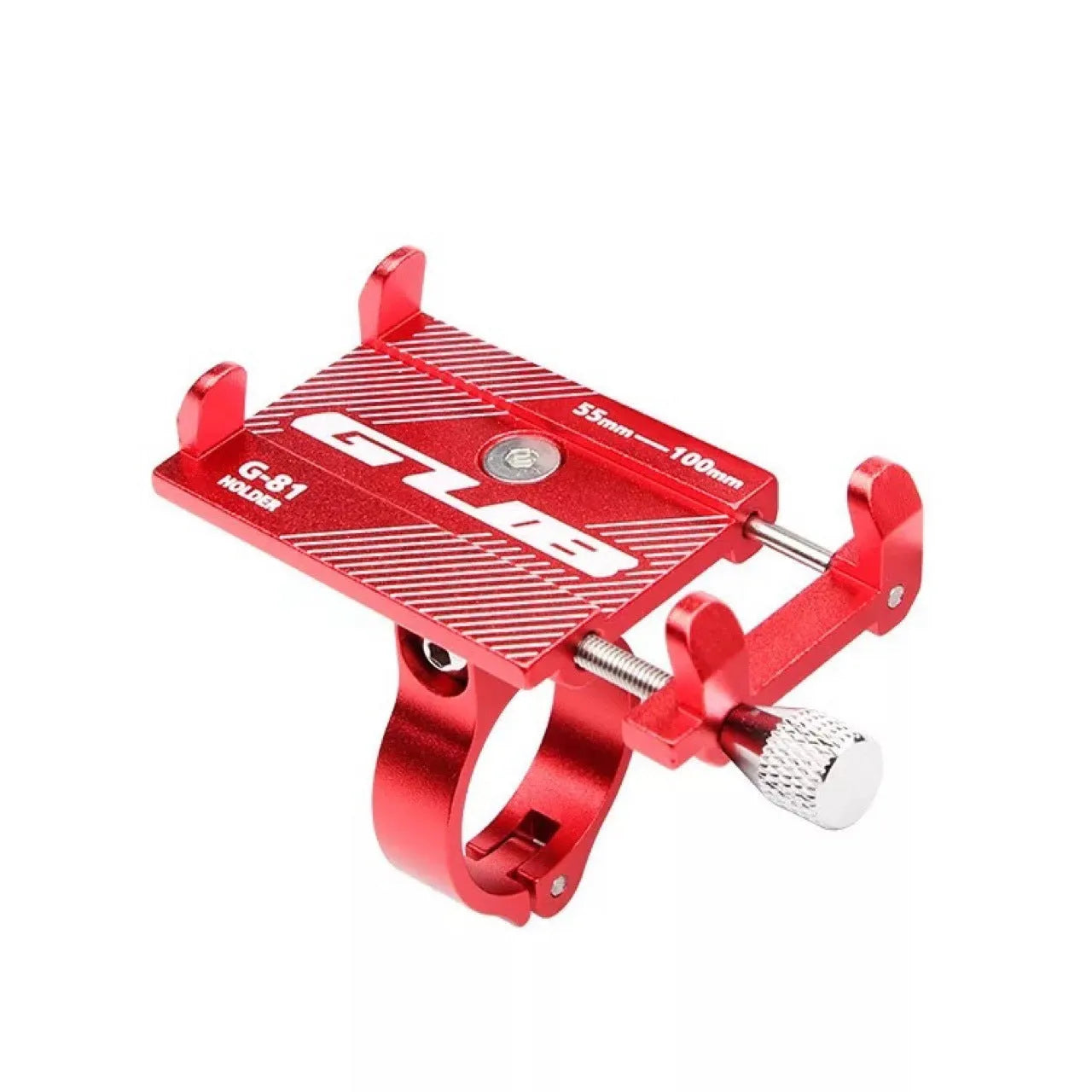Aluminium alloy bicycle phone holder with 360-degree rotation on black handlebar