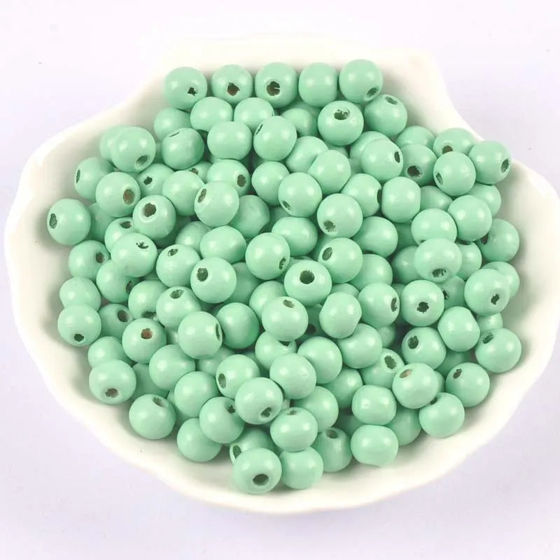 100 round wooden beads in 6mm to 12mm sizes, lotus wood with dyed surface for DIY crafts