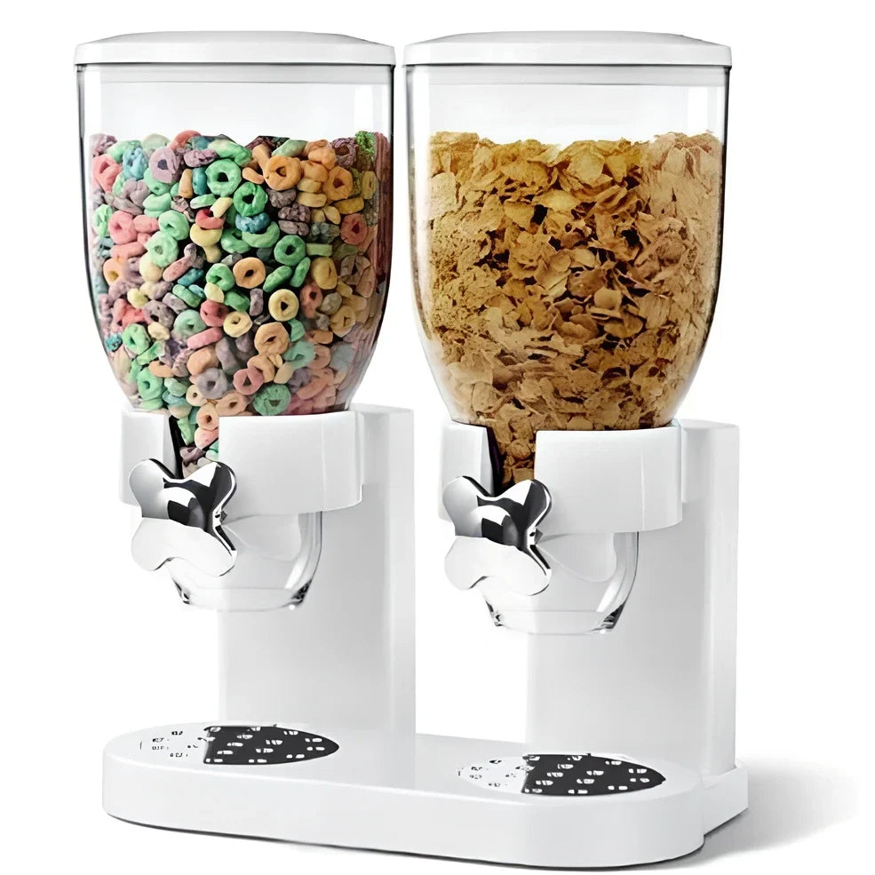 Black and white ABS plastic candy dispenser for solid seasonings on kitchen counter