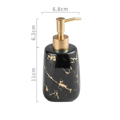 Ceramic bathroom wash set in porcelain with decal decoration, available in black, blue or white colours