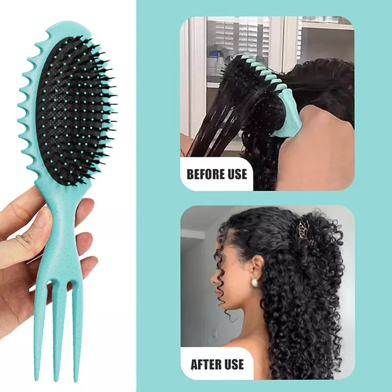 3-in-1 curl defining hair brush set with boar bristle comb and detangling brush