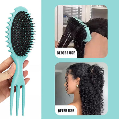 3-in-1 curl defining hair brush set with boar bristle comb and detangling brush