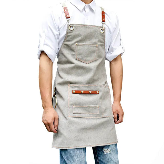 Canvas cross-strap apron in solid colour for baking and work protection