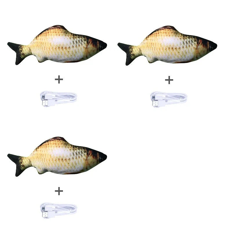 Animated Electronic Cat Toy mimicking the lifelike movement of a jumping fish to engage and entertain cats